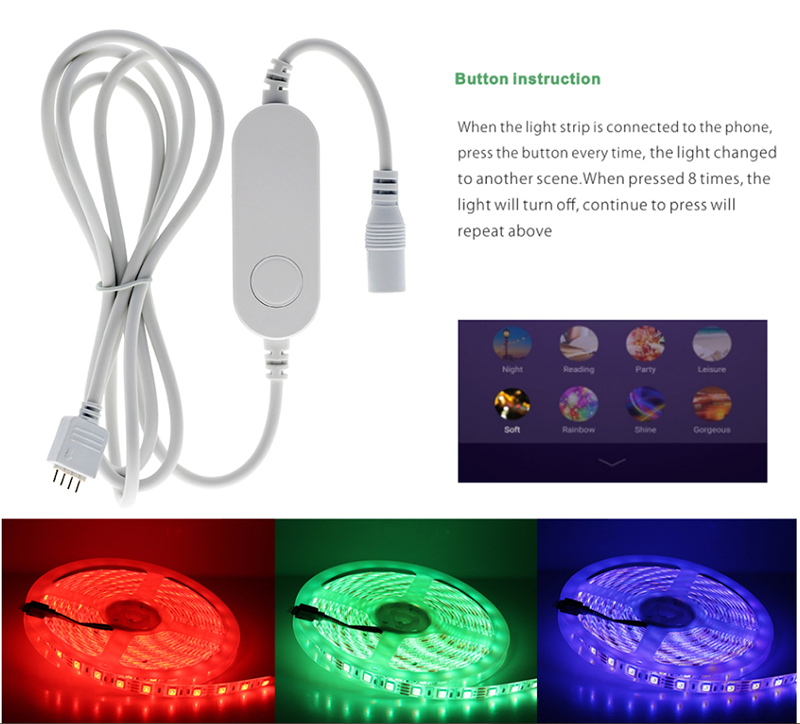 DC12V 16.4ft/M 5050RGB APP Smart Control WiFi LED Strip Light Kit, Work with Amazon Alexa and Google Home, 60LEDs/M, Multi-color Light Strip